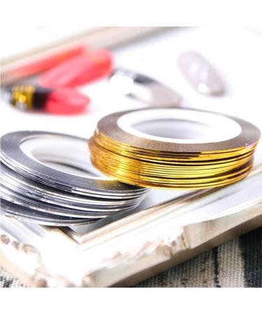 20 Rolls Nail Art Striping Tape - Gold & Silver Adhesive Foils for Manicure Decoration | International Shipping - Buy Online on GoSupps.com