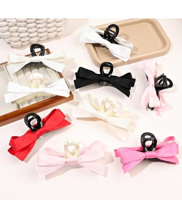 xbiez Cute Fairy Claw Clips Hairpin Y2K-Style Balletcore Headdress Bunches Accessories Bow Ribbon Cute Headdress Beige on black - Buy Online on GoSupps.com