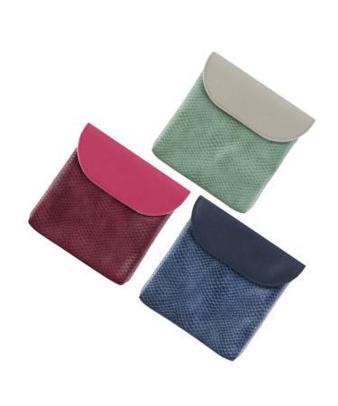 PLAFOPE Sanitary Napkin Storage Bag Button Period Bag Female Accessory Convenient Period Pouch Handbag Pu Multifunction Compact Period Bag Reusable Period Bag 3pcs