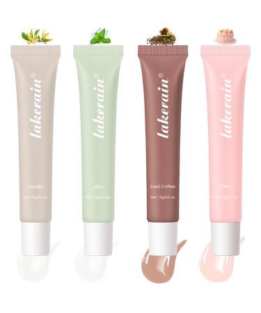 4pcs Lip Balm Hydrating Nourishing Lip Care Formula Lightweight & Non-Sticky Moisturize and Lip Care Gift Box for Women 4 Trending Shades (Vanilla Mint Iced Coffee Cake) #1 Vanilla #2 Mint #3 Iced Coffee #4 Cake