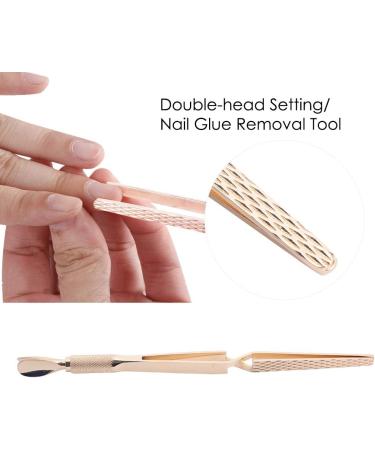 Stainless Steel Nail Pinching Clip with Nail Pusher Nail Shaping Clip Effortless Remover Nail Glue Dead Skin Sculpture Nail Art C Curve(Golden) - Buy Online on GoSupps.com
