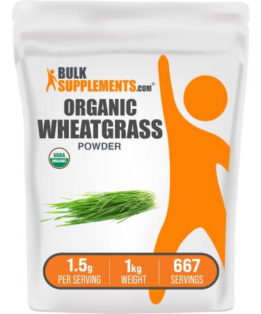 BulkSupplements.com Organic Wheatgrass Powder - Organic Super Greens Powder Superfoods Supplement - Vegan & Gluten Free 1.5g per Serving 1kg (2.2 lbs) (Pack of 1) 35.27 Ounce (Pack of 1)
