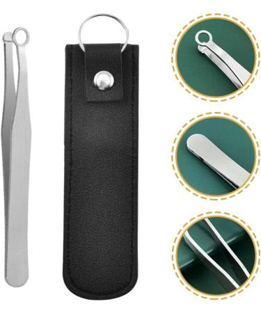 Minkissy Universal Nose Hair Cutter & Eyebrow Tweezers - Stainless Steel Round Head Leather Cover - Perfect Trimmer for Men & Women - Black - Buy Online on GoSupps.com