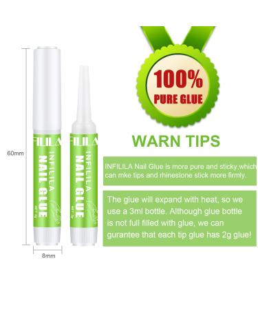 Infilila Professional Nail Glue for Acrylic Nails - Long Lasting & Strong Adhesive - 12PCS 0.07oz/Pcs - Buy Online on GoSupps.com