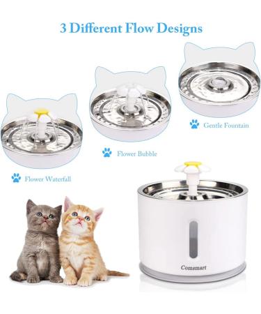 Comsmart 81oz LED Cat Water Fountain - Stainless Steel Automatic Pet Drinking Dispenser - Grey - Buy Online on GoSupps.com