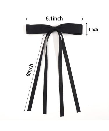 Ayesha Hair Bows 4pcs Set - Long Tail Ribbon Barrettes for Women Girls - Black & Beige Hair Accessories - Buy Online on GoSupps.com