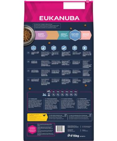 Eukanuba Premium Dog Food with Fresh Chicken for Medium Breeds - 15 kg Dry Food for Mature Dogs (1 Pack) - Buy Online on GoSupps.com