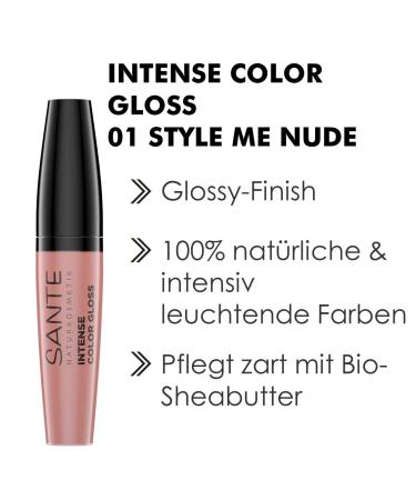 Sante Intense Color Gloss 01 Style-Me-Nude - Vegan Lip Gloss with Shea Butter | Moisturizing Highly Pigmented 9ml | Natural Cosmetics - Buy Online on GoSupps.com