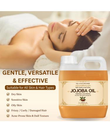 ISLA & FONTANE Jojoba Oil 1L (33.8 fl oz) | 100% Pure & Natural | Golden Unrefined Cold Pressed | Hexane-Free Carrier Oil for Skin Hair Face Nails & Body Moisturizing 32 Fl Oz (Pack of 1) - Buy Online on GoSupps.com