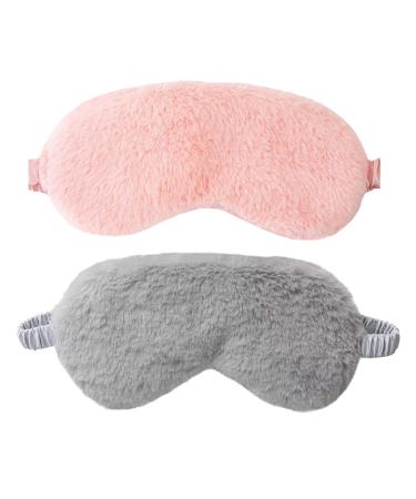 GSHLLO 2 Pcs Plush Sleep Masks Sleeping Eye Masks Soft Sleeping Blindfold Facial Eye Covers Nap Meditation Eyeshades for Kids Adults