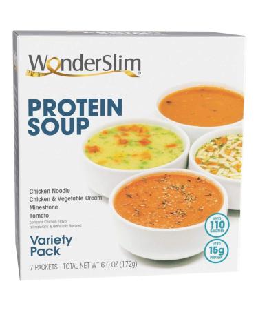 WonderSlim Protein Soup, Variety Pack - 70-110 Calories, 6-10 Carbs, 0-1.5g Fat (7ct) Variety Pack 1 Count (Pack of 7)