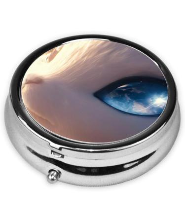 Baby Elf Eyes Portable Metal Pill Box - Round Mini 3-Compartment Design for Small Pills | Travel Essential - Buy Online on GoSupps.com
