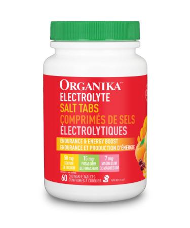 Organika Electrolyte Salt Tabs - Fruit Punch Flavour Chewable - Fast Hydration for Endurance and Energy Boost with Added D-Glucose - 60tabs