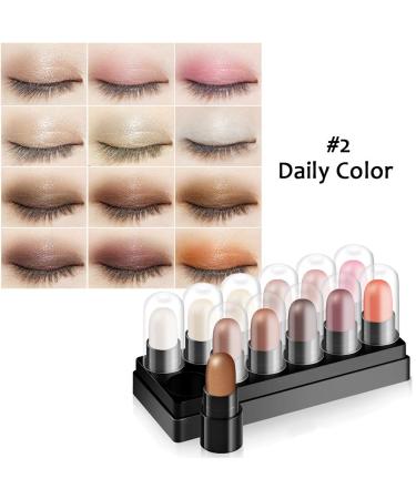 Artifun 12 colors eyes shadow pencil set matt shimmer glitter eyeshadow kits silkworm pen waterproof durable long-lived eyeshadow sets (soft color kit)