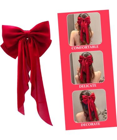 HAPINARY Hair Bow Barrette Satin Ribbon Hairpin Hair Clip Hair Pin Hair Ribbons Hair Barrettes Bows for Hair Bows for Women Accessories for Teen Girls Back of Miss Red Metal Bow Tie - Buy Online on GoSupps.com