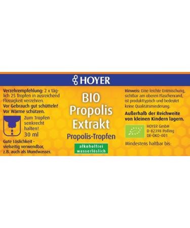 Hoyer Organic Alcohol-Free Propolis Extract - 2 x 30 ml (Pack of 2) | Buy Premium Quality Natural Supplement - Buy Online on GoSupps.com