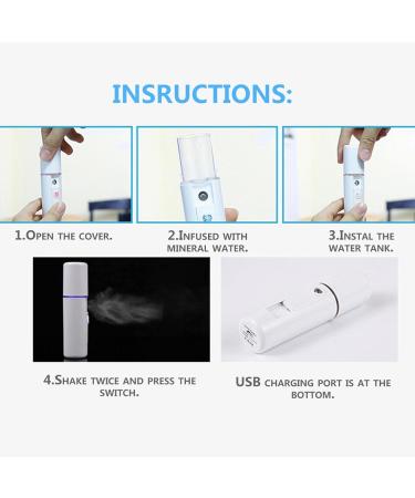 Nano Facial Spray 20ml USB Portable Nano Mist Spray Atomization Mister Face Facial Moisturizing Mist Sprayer with ABS Material for Women Girl Daily Makeup for Indoor or Outdoor - Buy Online on GoSupps.com