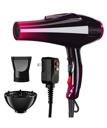 Professional Hair Dryer with Blue Light Far Infrared Negative Ionic 3500W Blow Dryer Fast Drying Heat Hairdryer Powerful Home Salon Hair Dryers with Attachment
