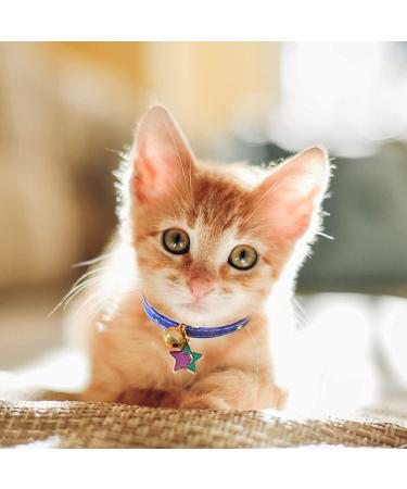 HACRAHO Breakaway Cat Collar 2 PCS - Adjustable Moon Stars Safety Collar for Cats Kittens Puppies - Pink and Blue - Buy Online on GoSupps.com