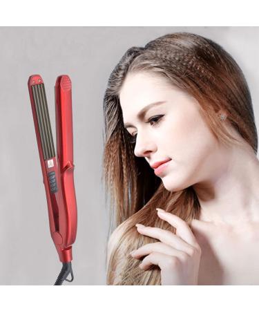 Pro Hair Crimper Small Wave Curling Iron Ceramic Mini Hair Crimper Curler Corrugated Irons for Women Girls Crimping Iron for Short Long Hair Styling Iron (Red)