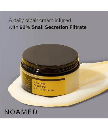 NOAMED Snail Mucin 92% Repair Cream 3.52 oz - Daily Collagen Face Moisturizer - Reduce Wrinkles - Korean Skincare - 1PCS, 3.52 Fl Oz - Buy Online on GoSupps.com