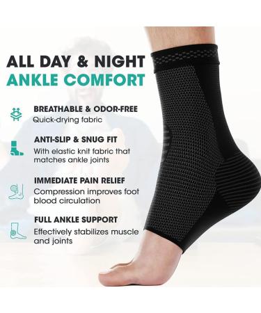 Modvel Foot & Ankle Brace Socks - Compression Sleeve for Sprained Ankle Support - Tendonitis & Arthritis Relief for Men & Women - Sports Running Small Black - Buy Online on GoSupps.com