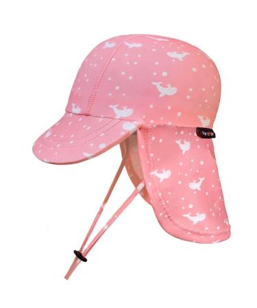 weVSwe Baby Toddler Sun Hat UPF 50+ Swim Cap Flap Neck Protection Adjustable Chin Straps UV Sun Protection Hats Pink Whale 2-3 Years