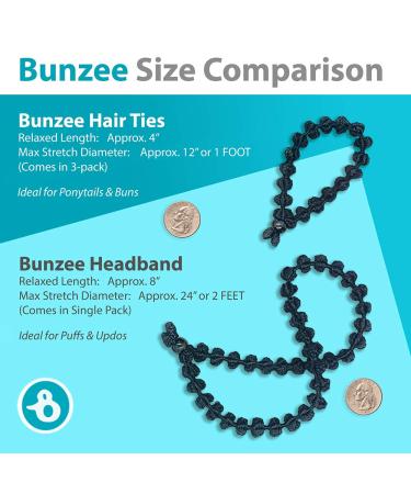 Bunzee Bands - Adjustable Satin Hairbands for Thick Hair - Black (2 Count) - Buy Online on GoSupps.com