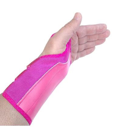 Hand Wrist Support Brace Splint for Carpal Tunnel Sprain Strain Arthritis Stabilizer (Pink L-XL (Left)) L-XL (Left) Pink