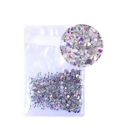 Milisten Nails Decoration AB Nail Art Rhinestones Glass Nail Crystal Flatback Beads Charms Gems Stones For Makeup Clothes Shoes Phone Shell Decor 2.4mm Nail Decoration