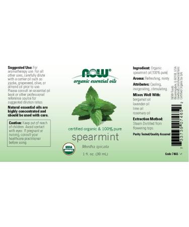 Buy Now Foods Organic Spearmint Essential Oil 1 fl oz | 100% Pure Aromatherapy - Buy Online on GoSupps.com