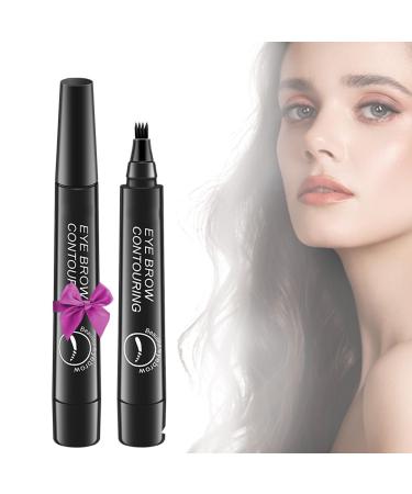 2PCS Whimsyard Eyebrow Pencil - Upgraded Microblading Effect Eyebrow Pen Four Forks Water Eyebrow Pencil Waterproof Eyebrow Pen for Hair-Like Natural Brows Last All-Day (Black)