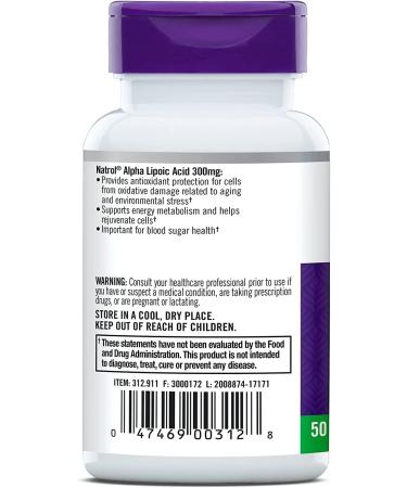 Buy Natrol Alpha Lipoic Acid 300 mg - 50 Capsules - Premium Antioxidant Supplement for Energy & Metabolism - Fast International Shipping - Buy Online on GoSupps.com