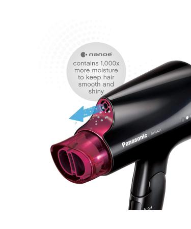 Panasonic nanoe Compact Hair Dryer | 1400W Portable Dryer with Folding Handle and QuickDry Nozzle | EH-NA27-K (Black/Pink) - Buy Online on GoSupps.com
