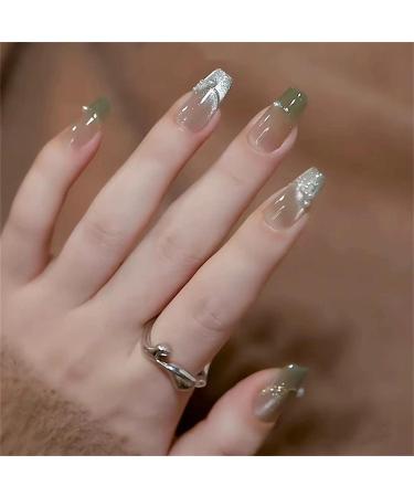 Press on Nails Long Fake Nails 24Pcs Shiny False fingernail with Self-Adhesive Jelly Nail Glue Tabs Press On False Nails - Buy Online on GoSupps.com