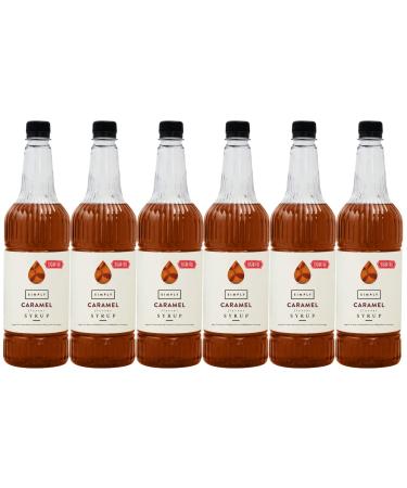 Simply Sugar Free Caramel Syrup Low Calorie Vegan & Nut Free Flavoured Syrup for Coffee Cocktails & Baking (1 Litre x 6)