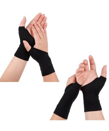 Dacitiery 2 Pairs Gel Hand Wrist Support Brace Thumb Injury Pads Wrist and Thumb Support for Arthritis Joint Pain Compression Gloves for Sports Daily Wear Pain Relief Tendonitis(Black)
