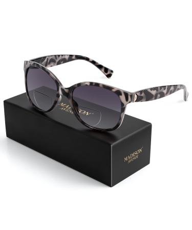 Madison Avenue Vintage Bifocal Reading Sunglasses for Women Classic Designer Style UV Protection Sun Reader Glasses Grey Demi +1.5 Grey Demi 1.5 x