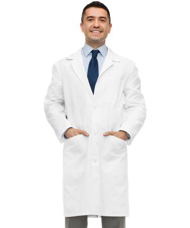 NY Threads Professional Lab Coat for Men Full Sleeve Poly Cotton Long Medical Coat White Large