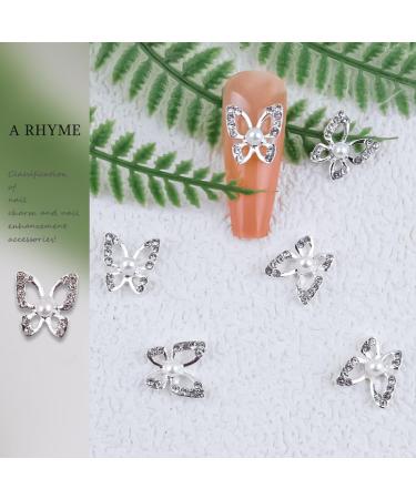 20-Piece Alloy Butterfly Nail Charms | DIY Nail Art Decorations | Silver Craft Accessories - Buy Online on GoSupps.com