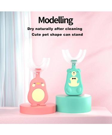 JENPECH Cute Bear/Duck Kids U-Shaped Toothbrush - Food Grade Soft Silicone Brush Head 360 Oral Teeth Cleaning Design for Toddlers and Children Yellow Bear 6-12 Years - Buy Online on GoSupps.com