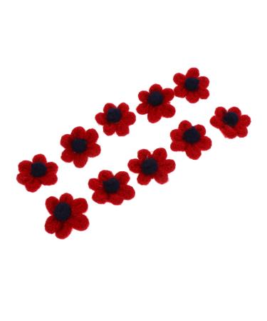 SHINEOFI 10pcs Diy Accessories Hair Barrettes Sewing Crochet Flowers Diy Headdress Supplies Petals Patch Claret 4X4X1.5CM