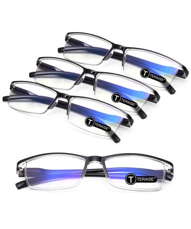 Teraise reading glasses men anti-blue reading glasses Light fashion comfortable reading glasses women/reading aid robust computer reading glasses with blue light filters including feather hinge 1.5x black