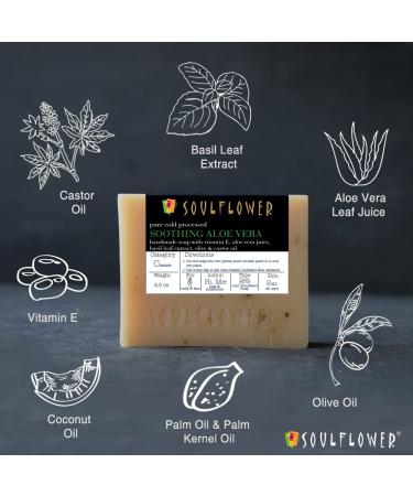 Soulflower Organic Aloe Vera Handmade Bar Soap for Face, Skin & Body - 5.3oz (Pack of 2) | Cool Fresh Aloe Juice | Vegan & Cruelty-Free - Buy Online on GoSupps.com