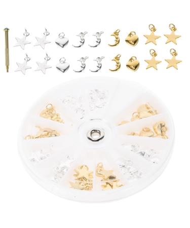 DOITOOL 7 Sets Nail Pendant Nail Kits Piercing Kit Nail Accessories Nail Art Tool Dangle Nail Charms Black Horns Headband Nail Piercing Tool Nail Piercing Pendant Kit Nail Dangle Charms