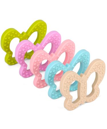 PREMYO Butterfly Teething Ring - BPA Free Silicone Cooling Teething Aid for Babies - Pink | Relieve Teething Pain - Buy Online on GoSupps.com