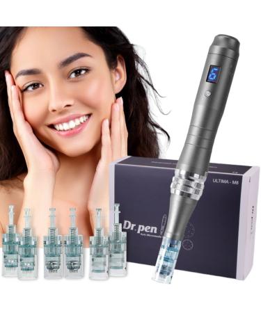 Dr. Pen Ultima M8 Microneedling Pen Professional Kit - Authentic Multi-function Wireless Derma Beauty Pen - Trusty Skin Care Tool Kit for Fast Results - 0.25mm 16pins  2 + 36pins  2 + Round Nano x2