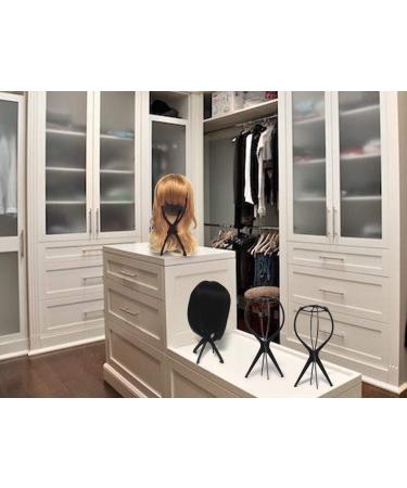 Wig Stand & Brush Combo: Portable Collapsible Wig Dryer Holder with Professional Comb - Black (2 Pack) - Buy Online on GoSupps.com