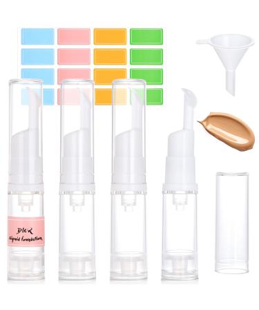 Pwsap 0.2oz (5ml) Vacuum Cosmetic Travel Container  4 Foundation Pump Bottles with Funnel+ Label Paper  Upgraded Arc Pump Head  Liquid Foundation  Segregation Frost  Eye Cream Dispense Bottle