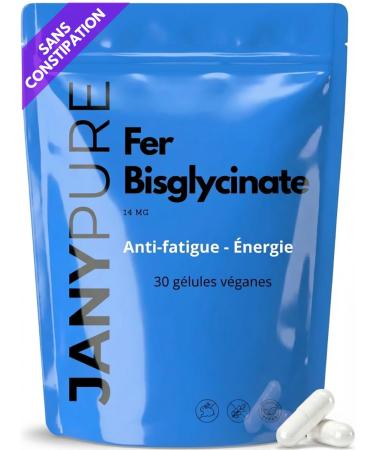 Fer Bisglycinate 14 mg - Haute Absorption & Digestion Facile - Fer Doux Sans Constipation - Anti-Fatigue & nergie - Compl ment Alimentaire Sans Gluten - 30 G lules V gan - Cure 1 Mois